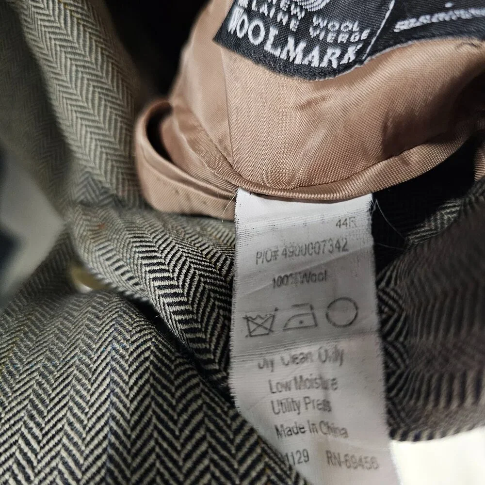 IZOD 44R Beige Check 2-Button Sport Coat Blazer Jacket G140